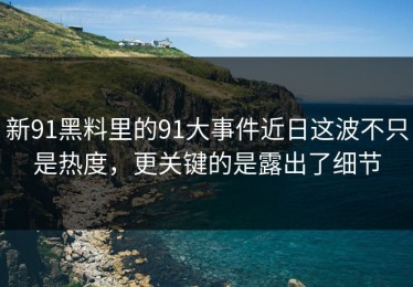 新91黑料里的91大事件近日这波不只是热度，更关键的是露出了细节