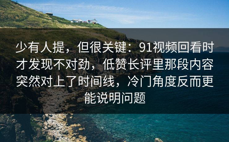 少有人提，但很关键：91视频回看时才发现不对劲，低赞长评里那段内容突然对上了时间线，冷门角度反而更能说明问题
